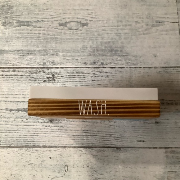 Rae Dunn Rectangular Soap Tray With Wood - Picture 3 of 5